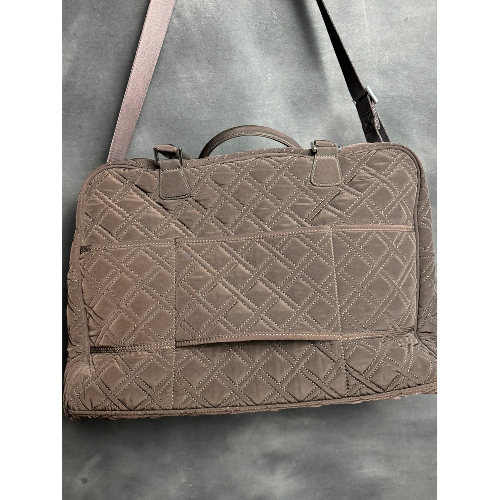 Vera Bradley Duffle Bag Brown Quilted Microfiber Travel Weekender Crossbody - Picture 3 of 8